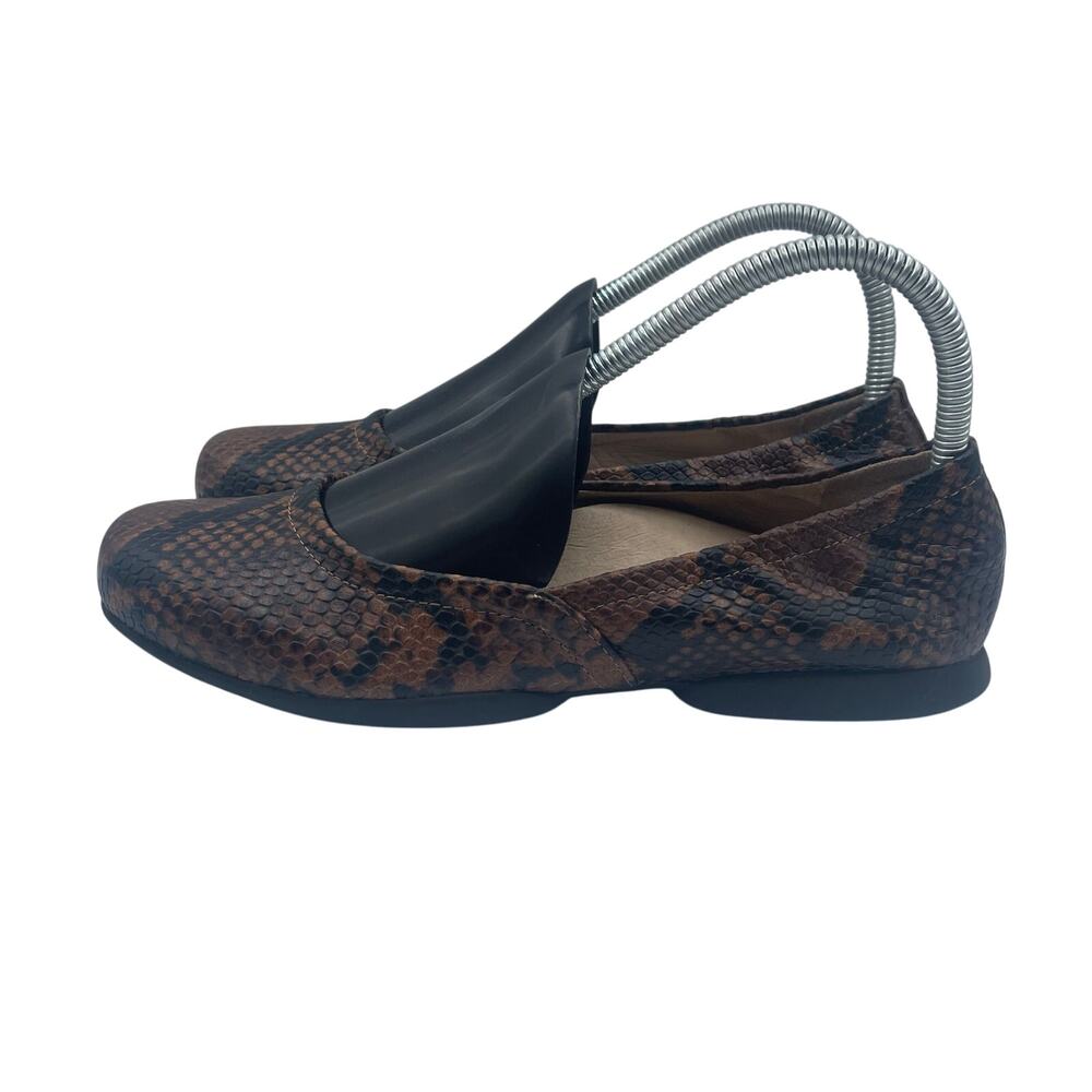 ABEO Tilly Flats Brown Snakeskin Comfort Slip On Leather Womens 8